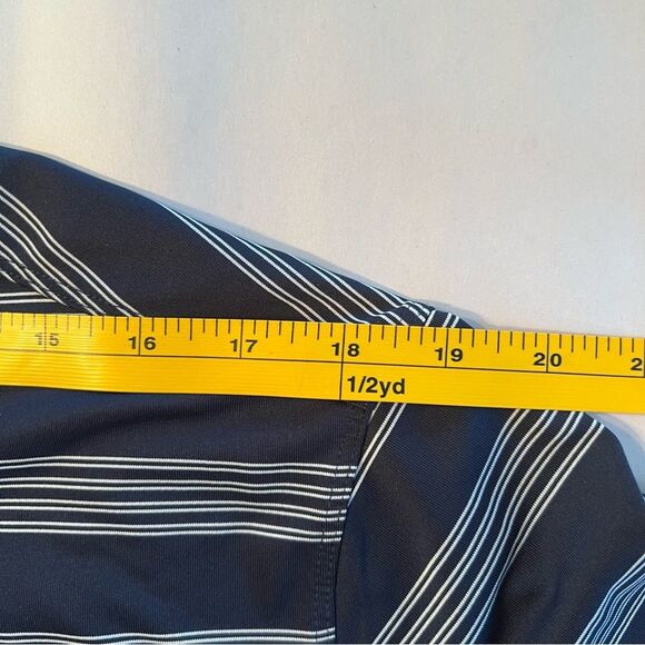 Nike Golf Shirt Mens L Navy White Striped Tour Performance Dri Fit Polo - Picture 7 of 9